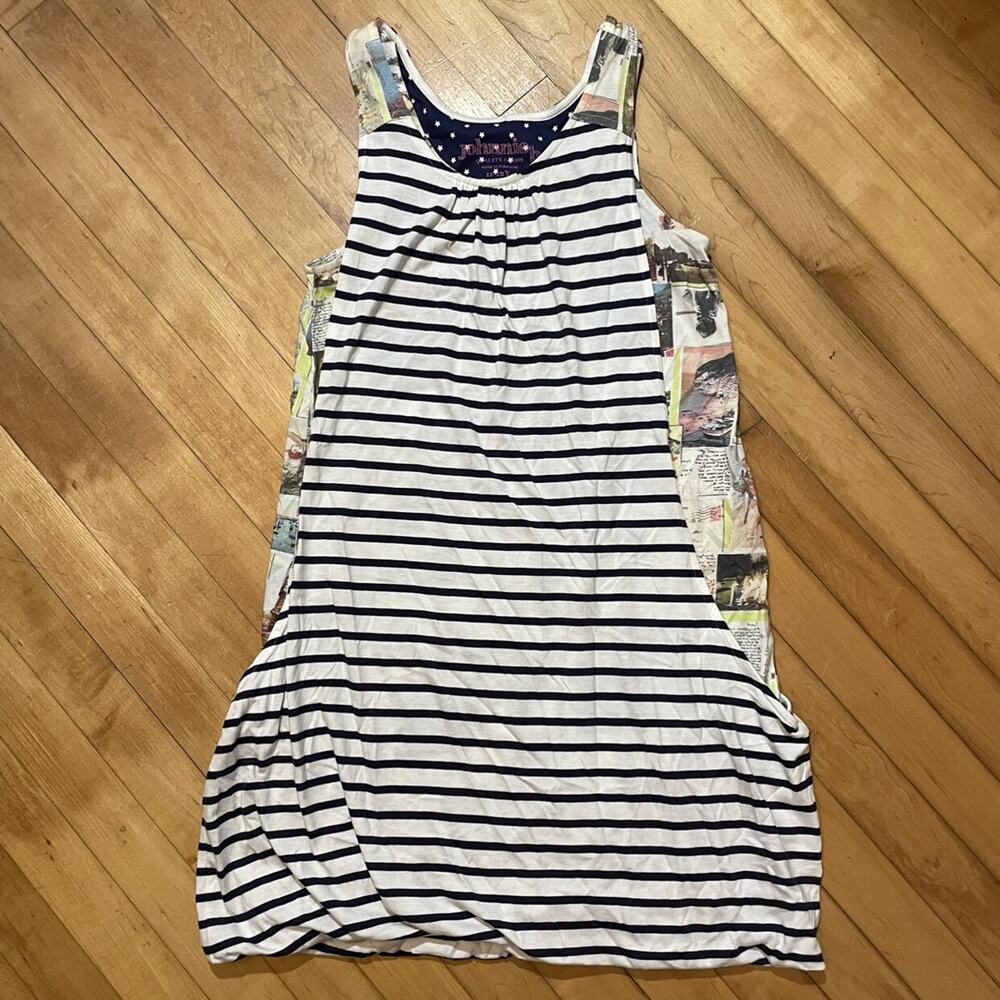 Johnnie B. White And Blue Striped Postcard Dress